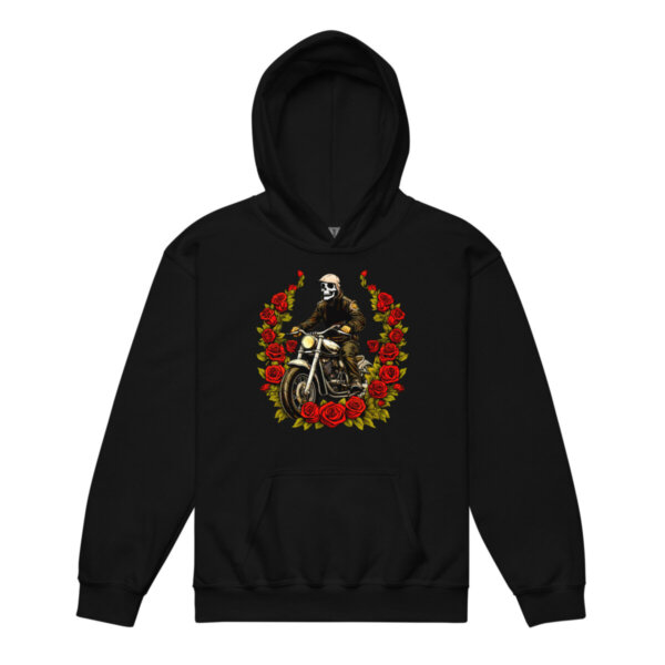 Motorrad Rosen Kinder Kapuzenpulli Schwarz