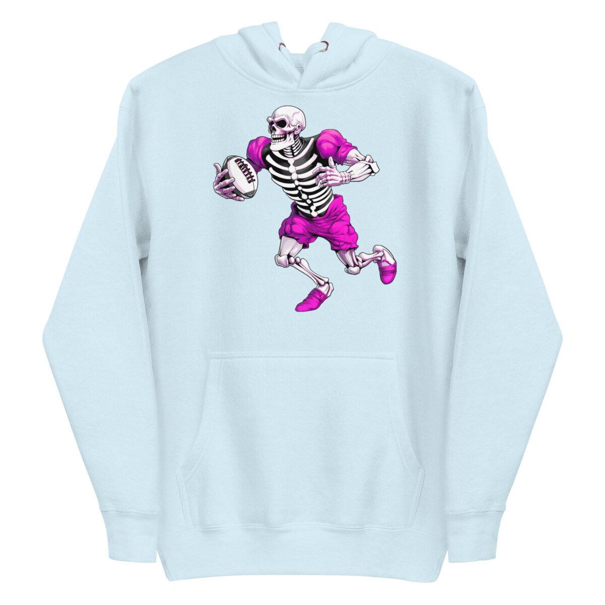 Rugby Skelett Frauen Kapuzenpulli Sky Blue