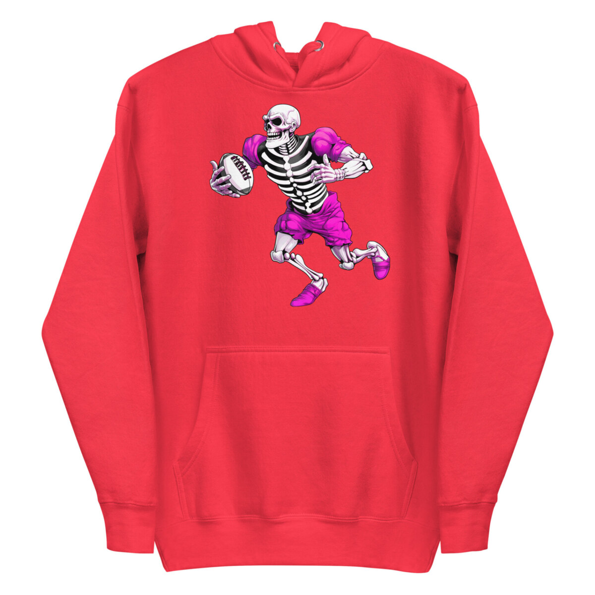Rugby Skelett Frauen Kapuzenpulli Team Red