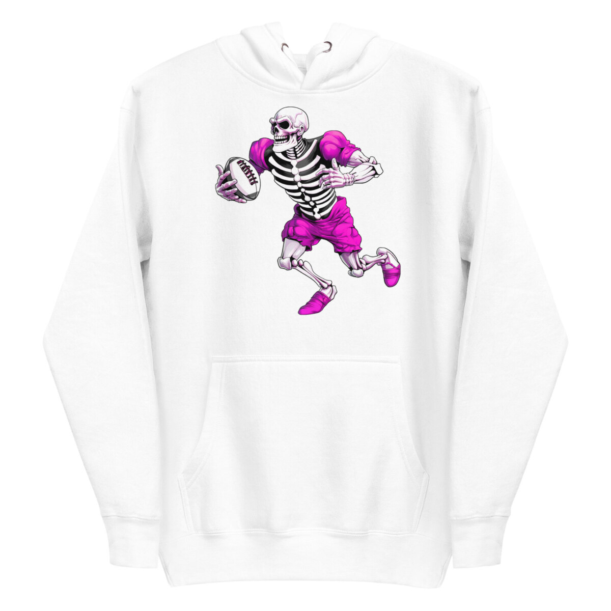 Rugby Skelett Frauen Kapuzenpulli Weiss