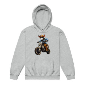 Esel Motorradfahrer Kinder Kapuzenpulli Sportgrau