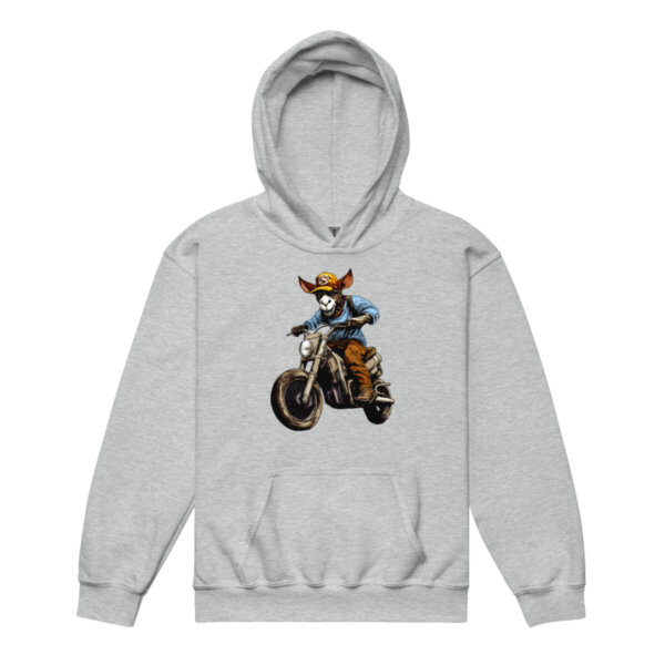 Esel Motorradfahrer Kinder Kapuzenpulli Sportgrau