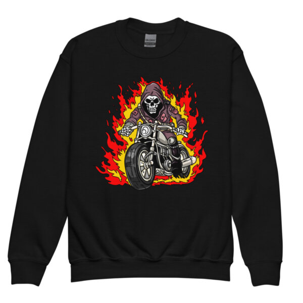 Flammen Motorrad Kinder Pullover Schwarz
