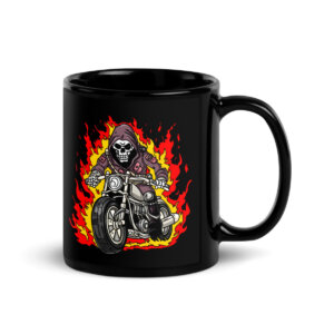 Flammen Motorrad Tasse Schwarz