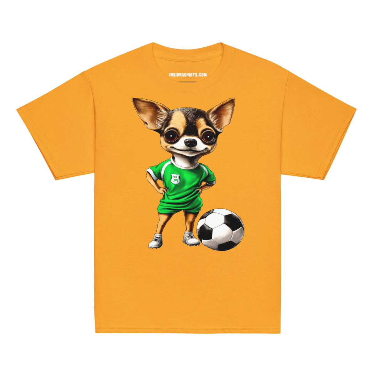Fussballer Chihuahua Kinder T Shirt Gold