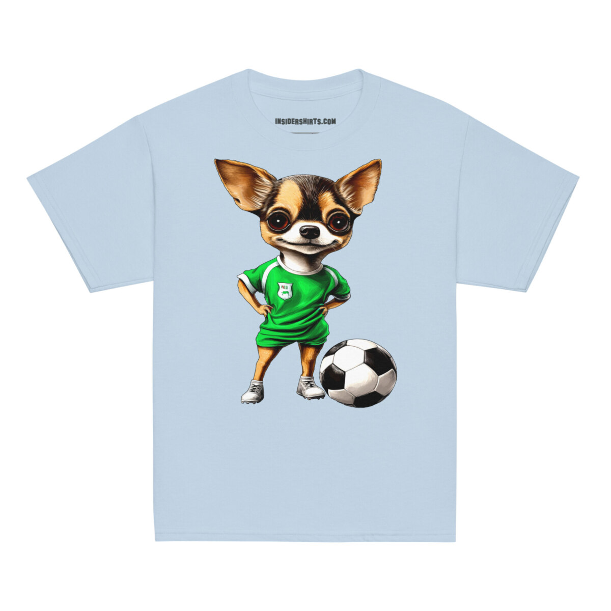 Fussballer Chihuahua Kinder T Shirt Hellblau