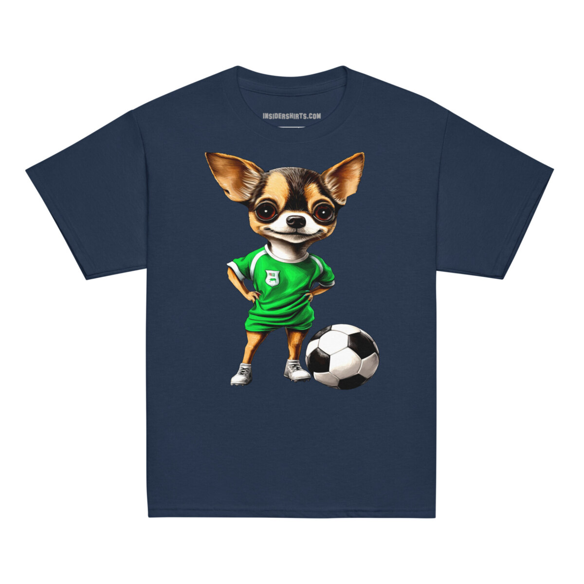 Fussballer Chihuahua Kinder T Shirt Navy