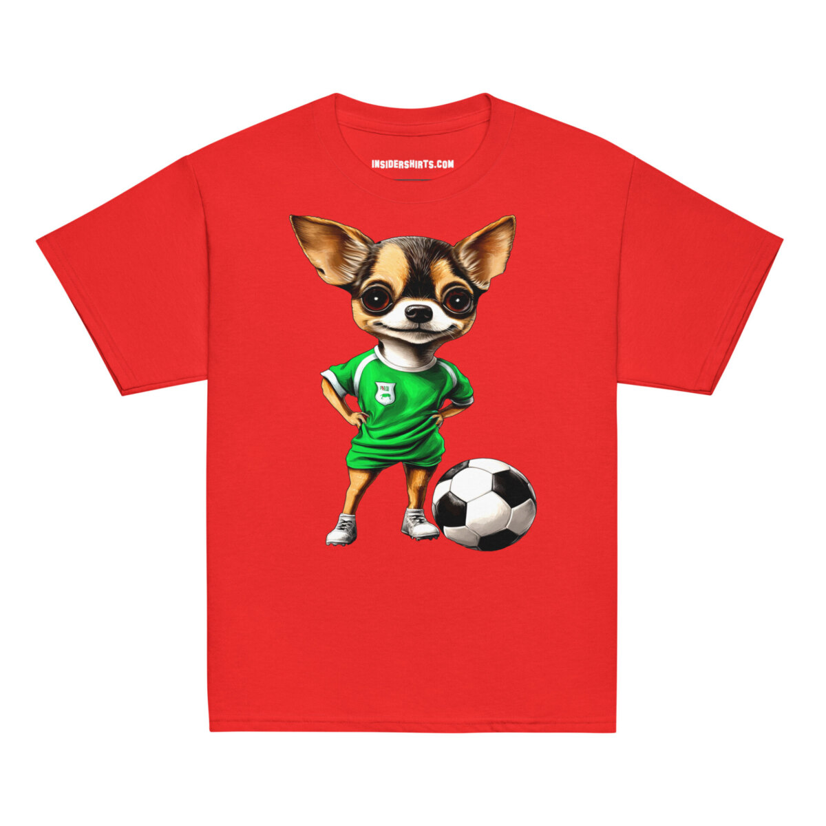 Fussballer Chihuahua Kinder T Shirt Rot