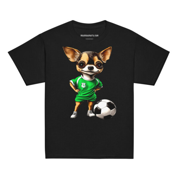 Fussballer Chihuahua Kinder T Shirt Schwarz