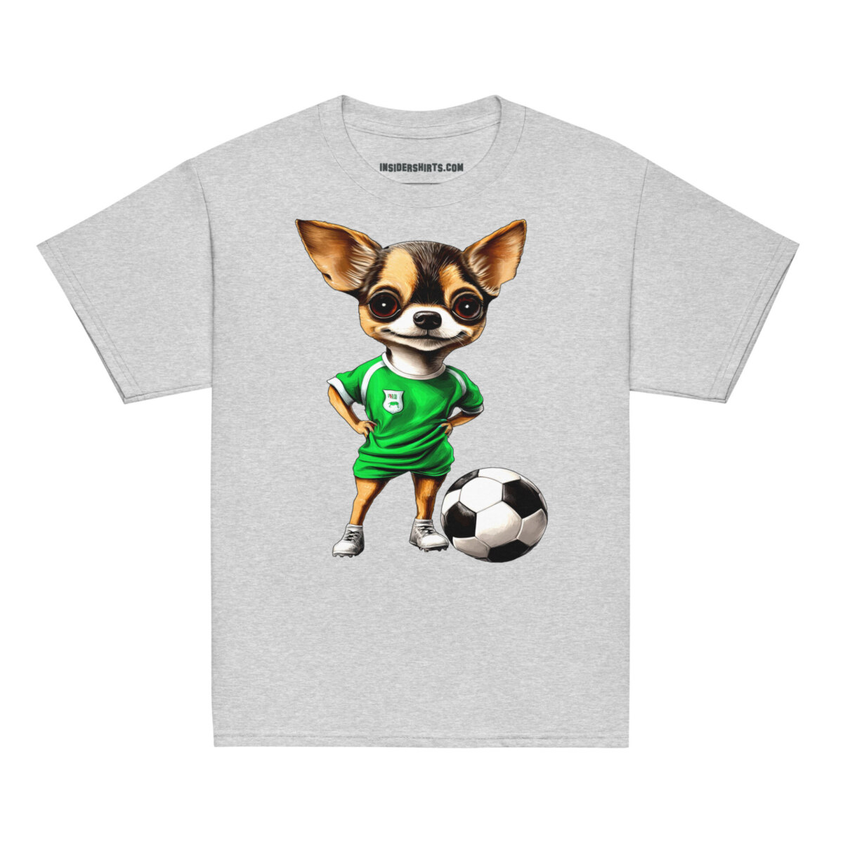 Fussballer Chihuahua Kinder T Shirt Sportgrau