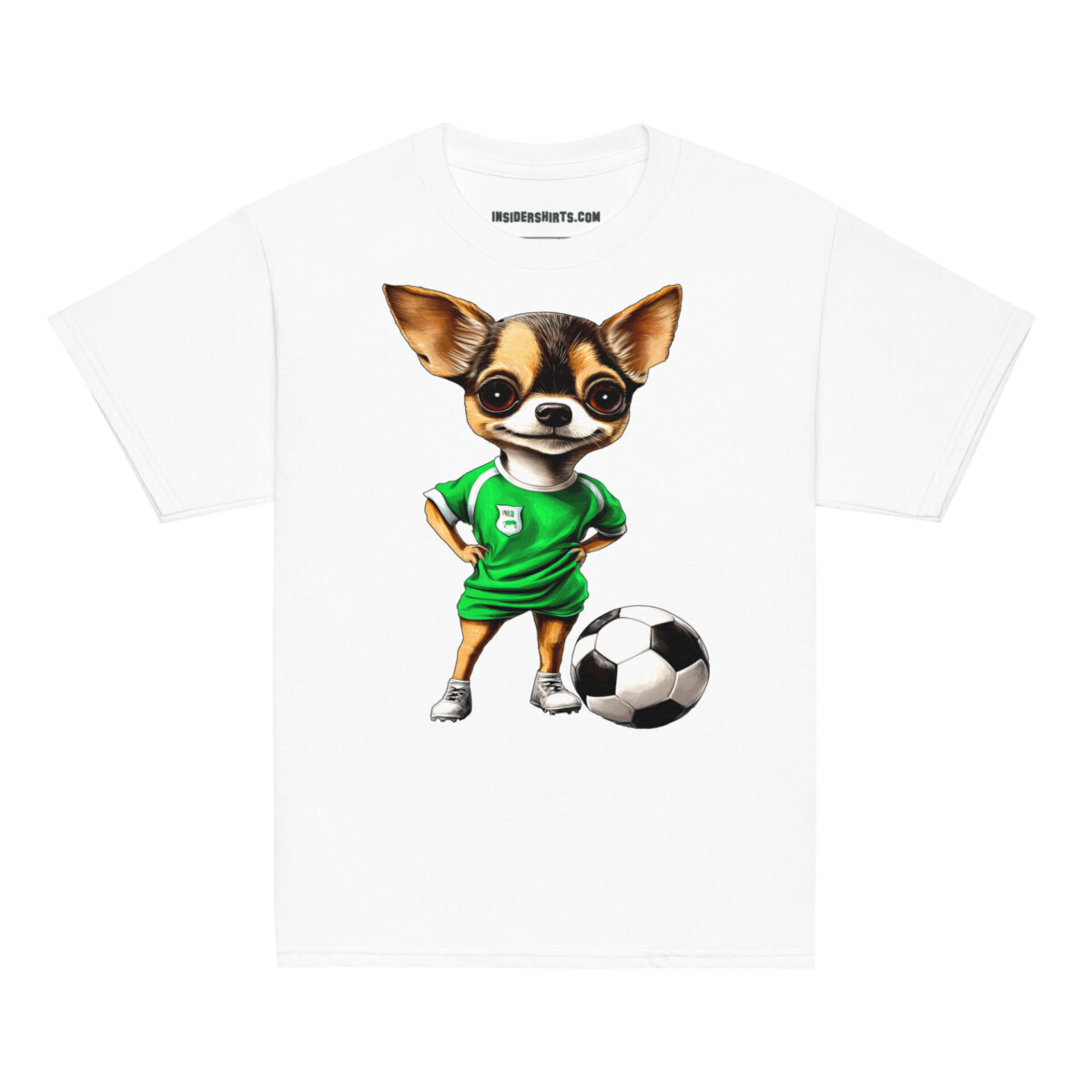 Fussballer Chihuahua Kinder T Shirt Weiss