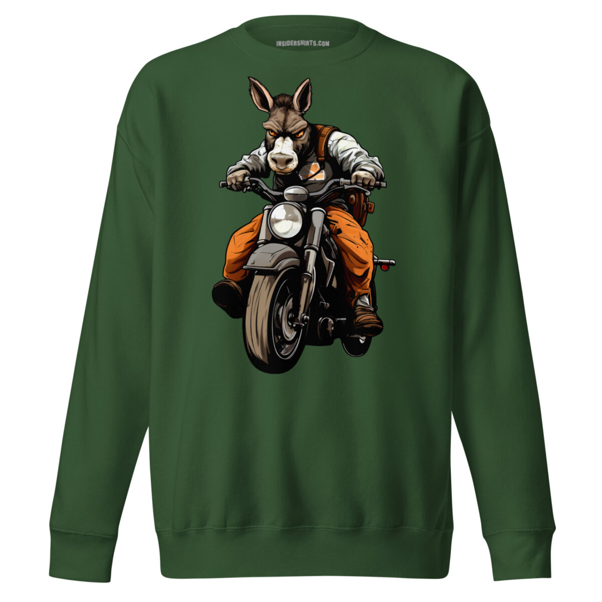 Motorrad Donkey Maenner Pullover Waldgruen