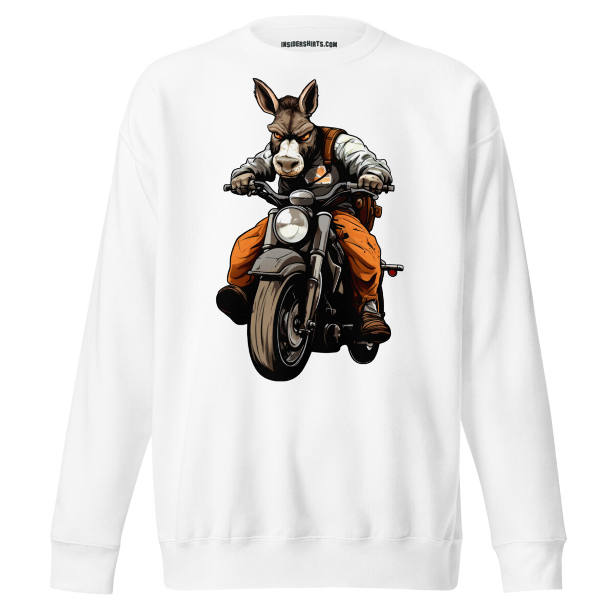 Motorrad Donkey Maenner Pullover Weiss