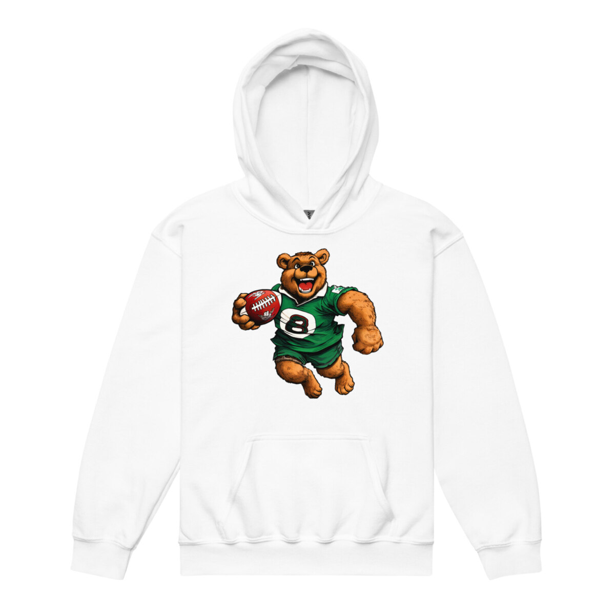 Rugby Baeren Kinder Kapuzenpulli Weiss