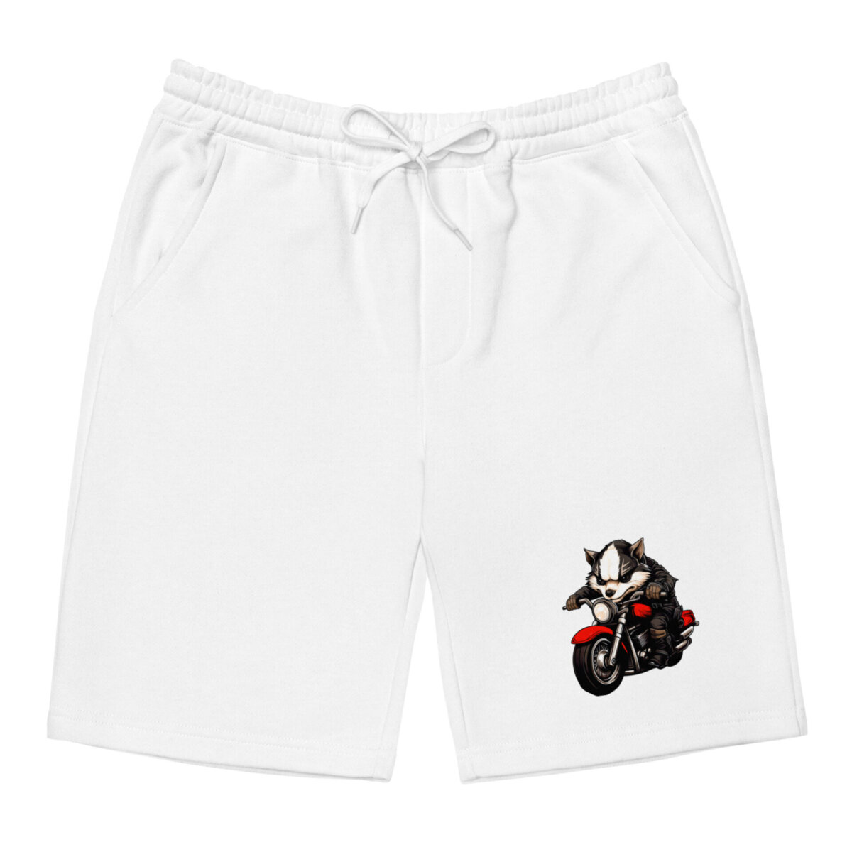 Motorrad Dachs Fleece Shorts Weiss
