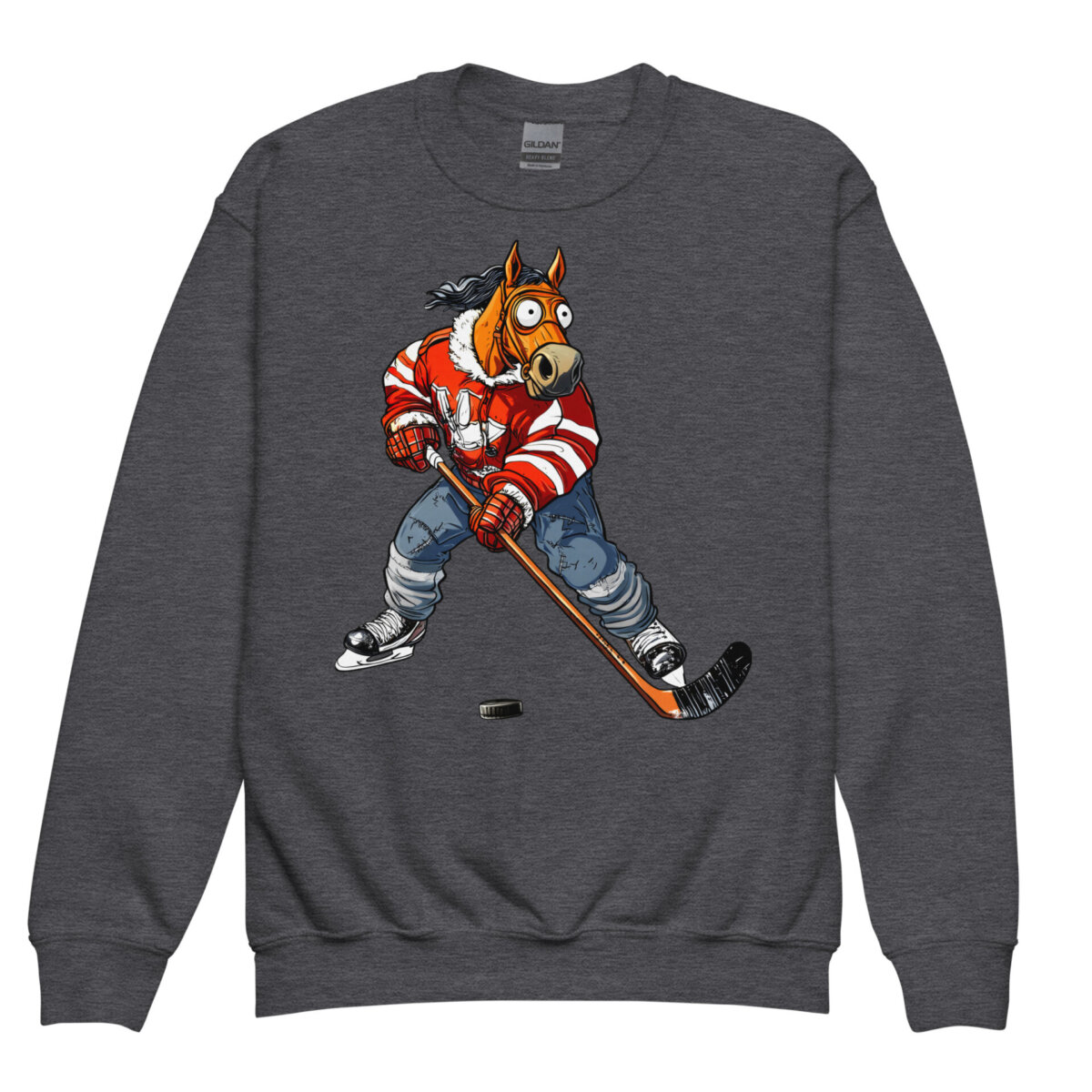 Eishockey Pferd Kinder Pullover Dunkles Heather