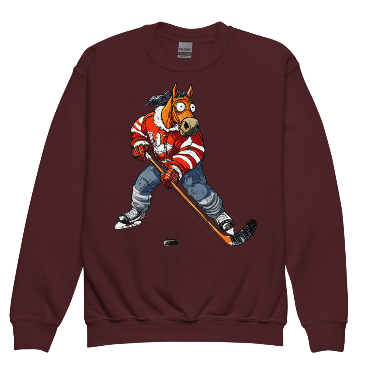 Eishockey Pferd Kinder Pullover Kastanienbraun