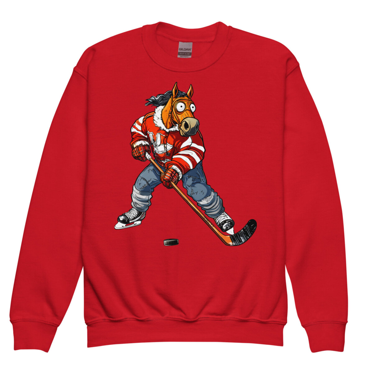 Eishockey Pferd Kinder Pullover Rot