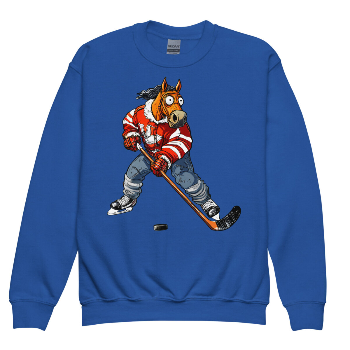 Eishockey Pferd Kinder Pullover Royal