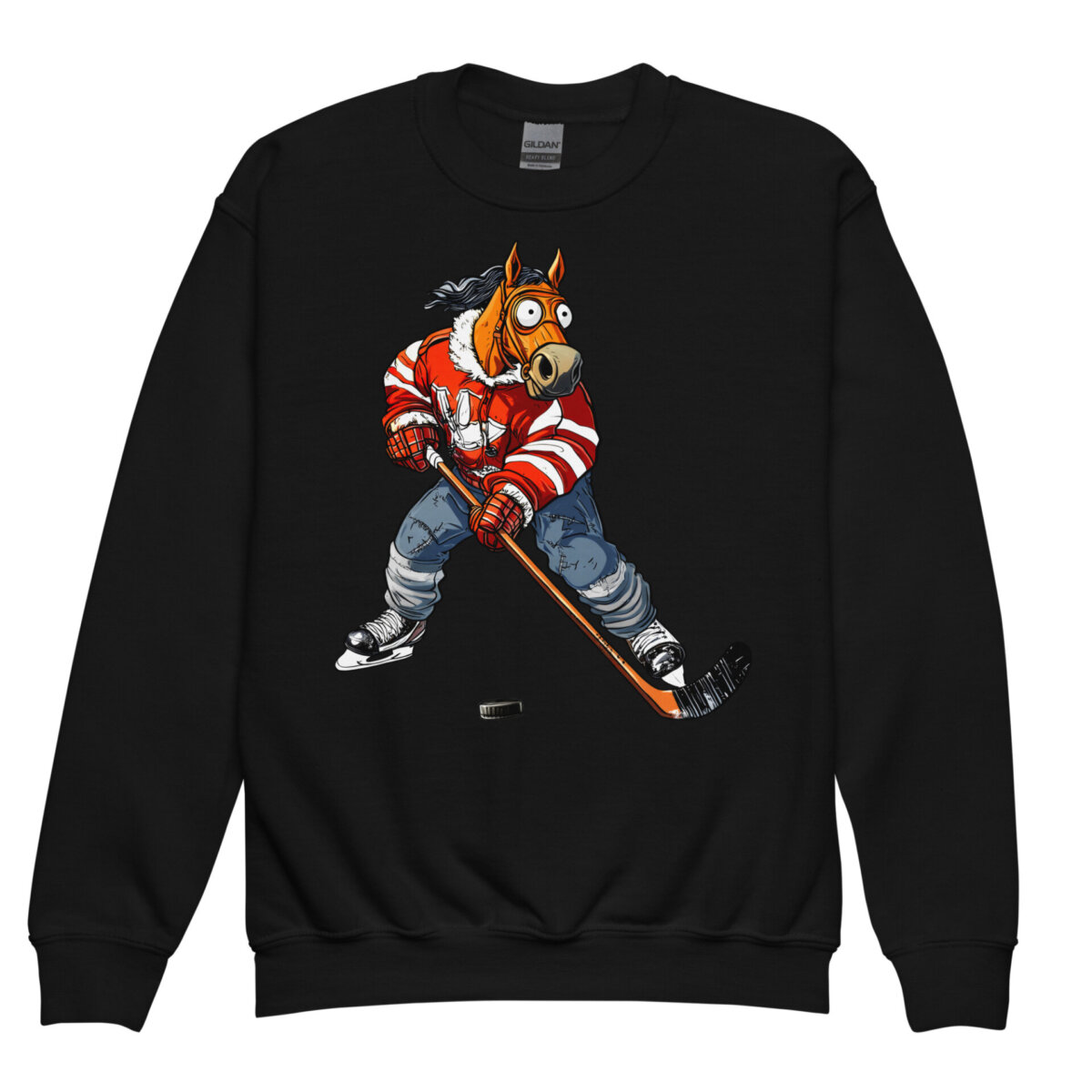 Eishockey Pferd Kinder Pullover Schwarz