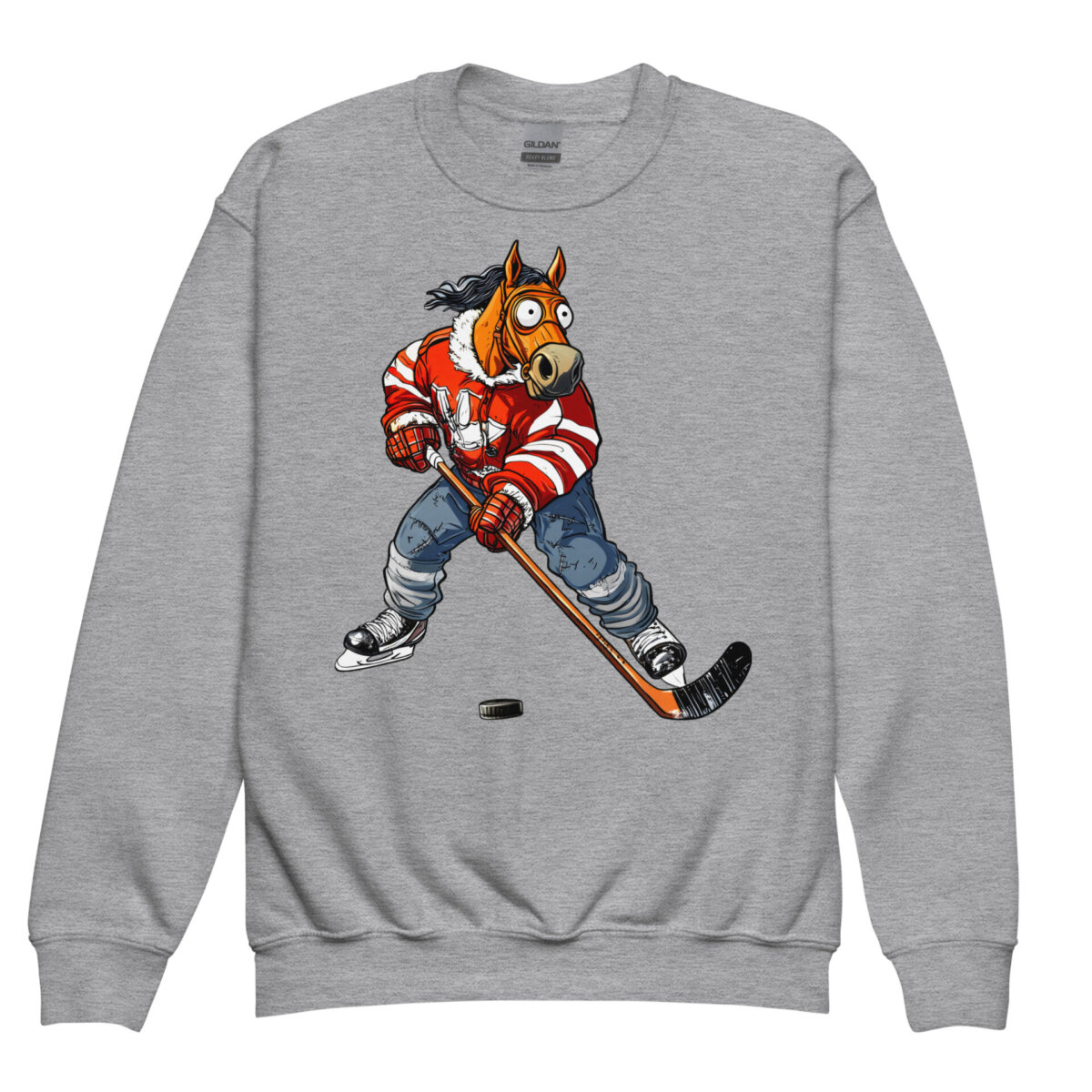 Eishockey Pferd Kinder Pullover Sportgrau