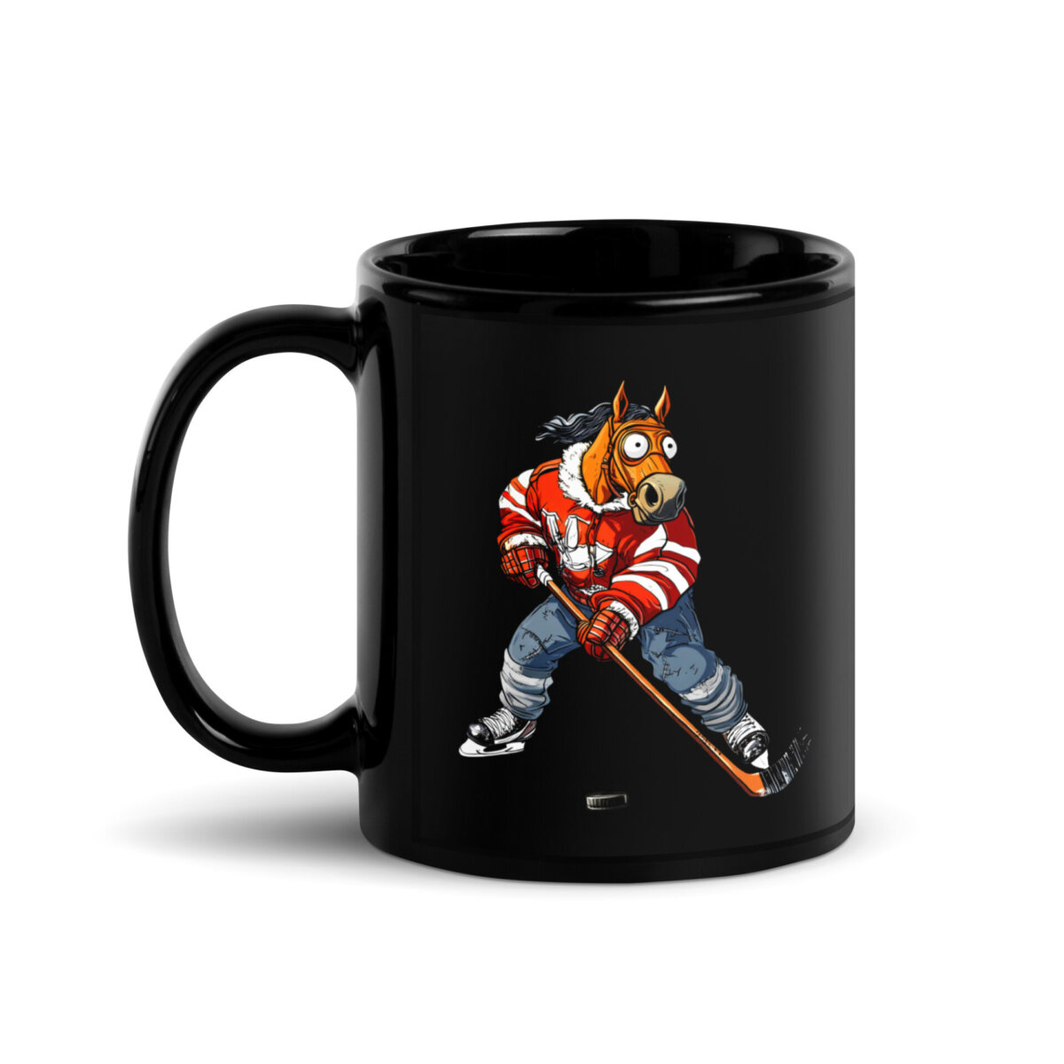 Eishockey Pferd Tasse Schwarz