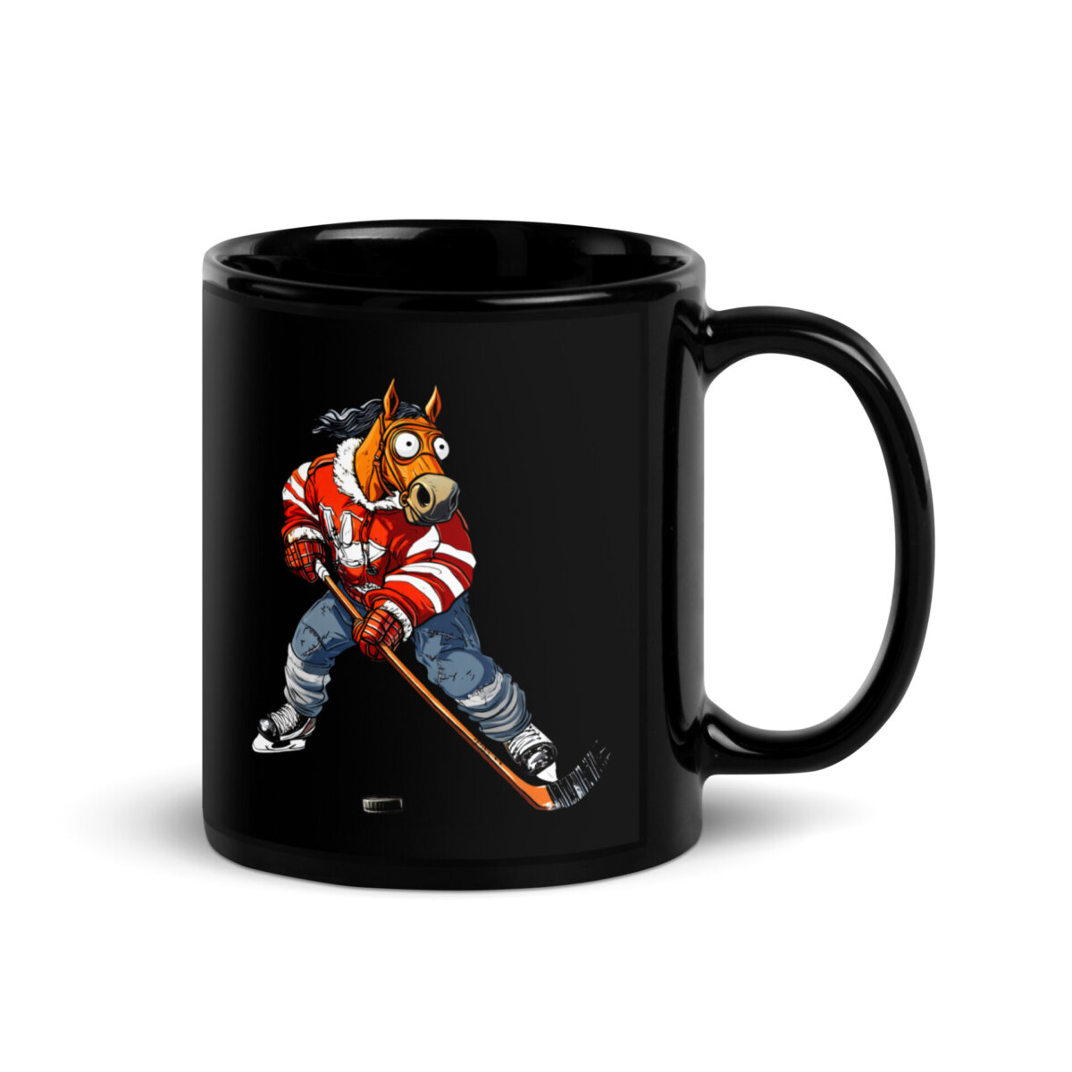 Eishockey Pferd Tasse Schwarz