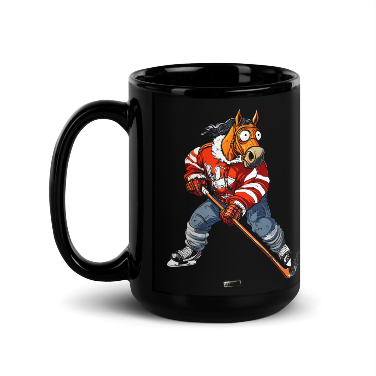 Eishockey Pferd Tasse Schwarz