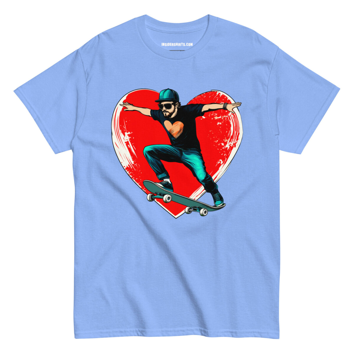 Skate Heart Maenner T Shirt Carolina Blau