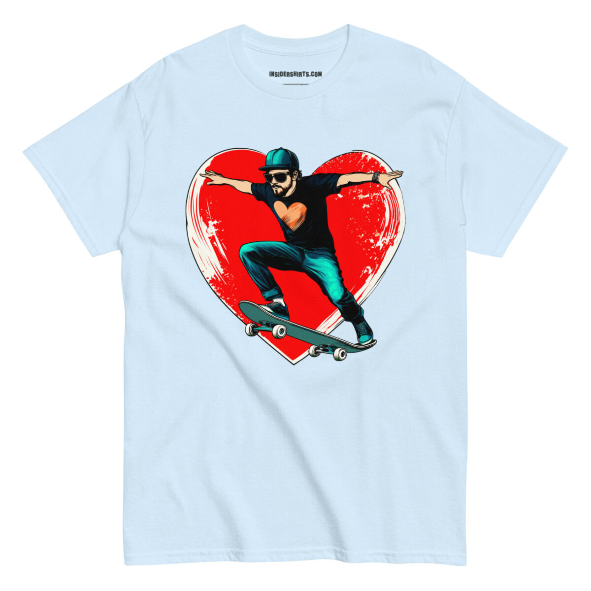 Skate Heart Maenner T Shirt Hellblau