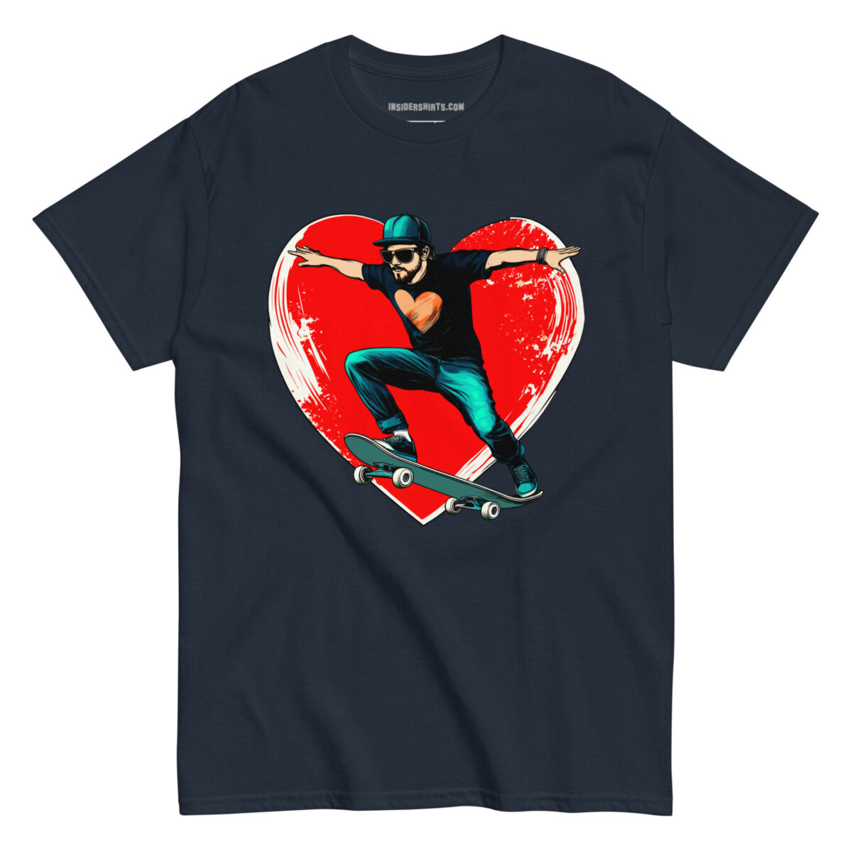Skate Heart Maenner T Shirt Navy