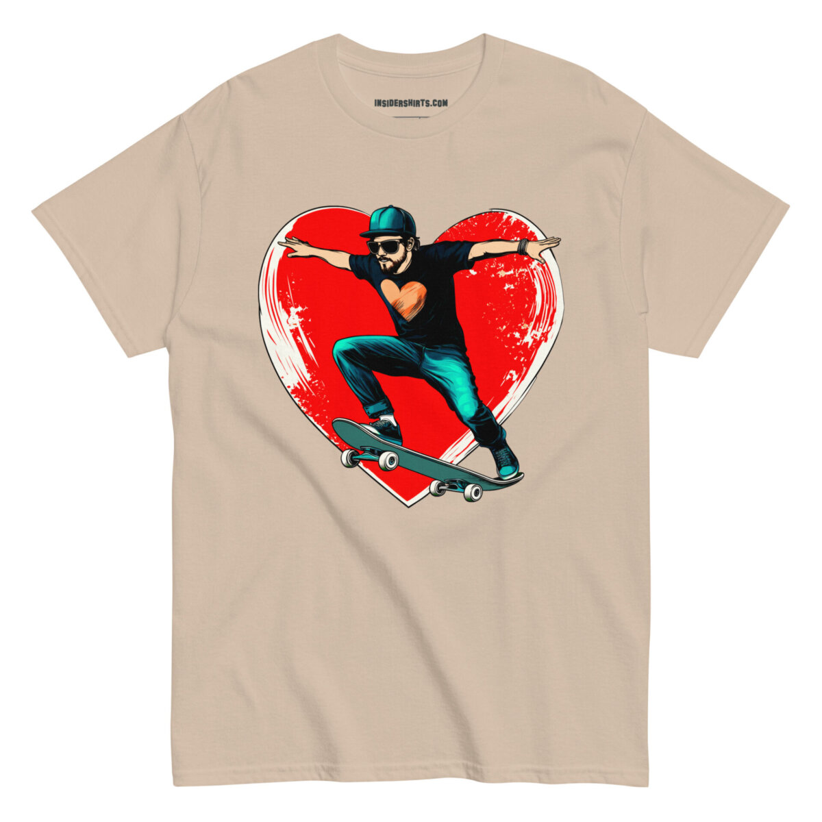 Skate Heart Maenner T Shirt Sand