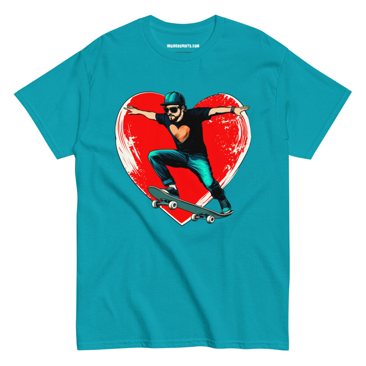 Skate Heart Maenner T Shirt Tropical Blue