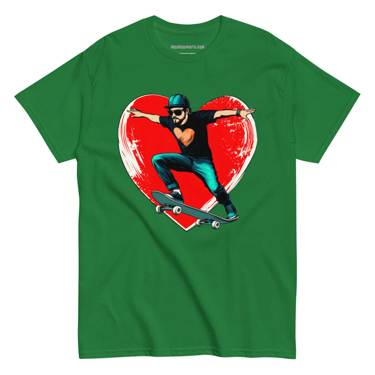 Skate Heart Maenner T Shirt Turf Green
