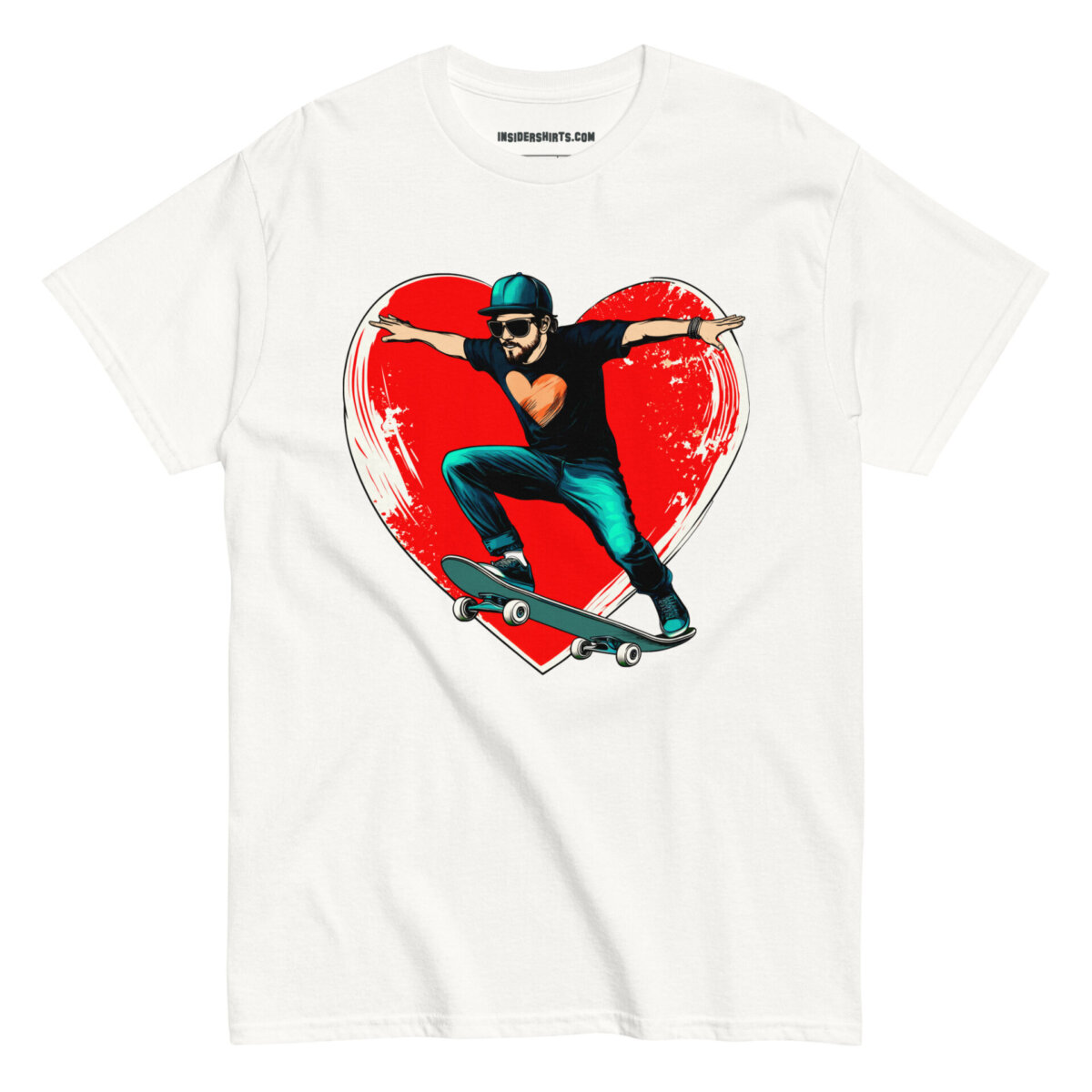 Skate Heart Maenner T Shirt Weiss