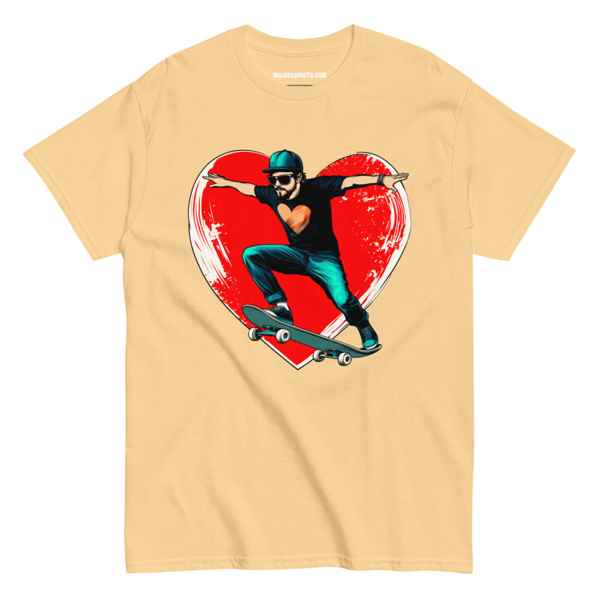 Skate Heart Maenner T Shirt Yellow Haze
