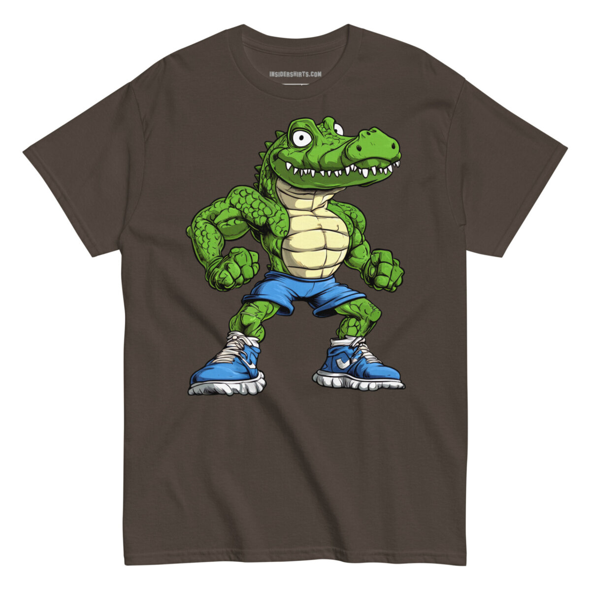 Krokodil Gym Maenner T Shirt Dunkle Schokolade