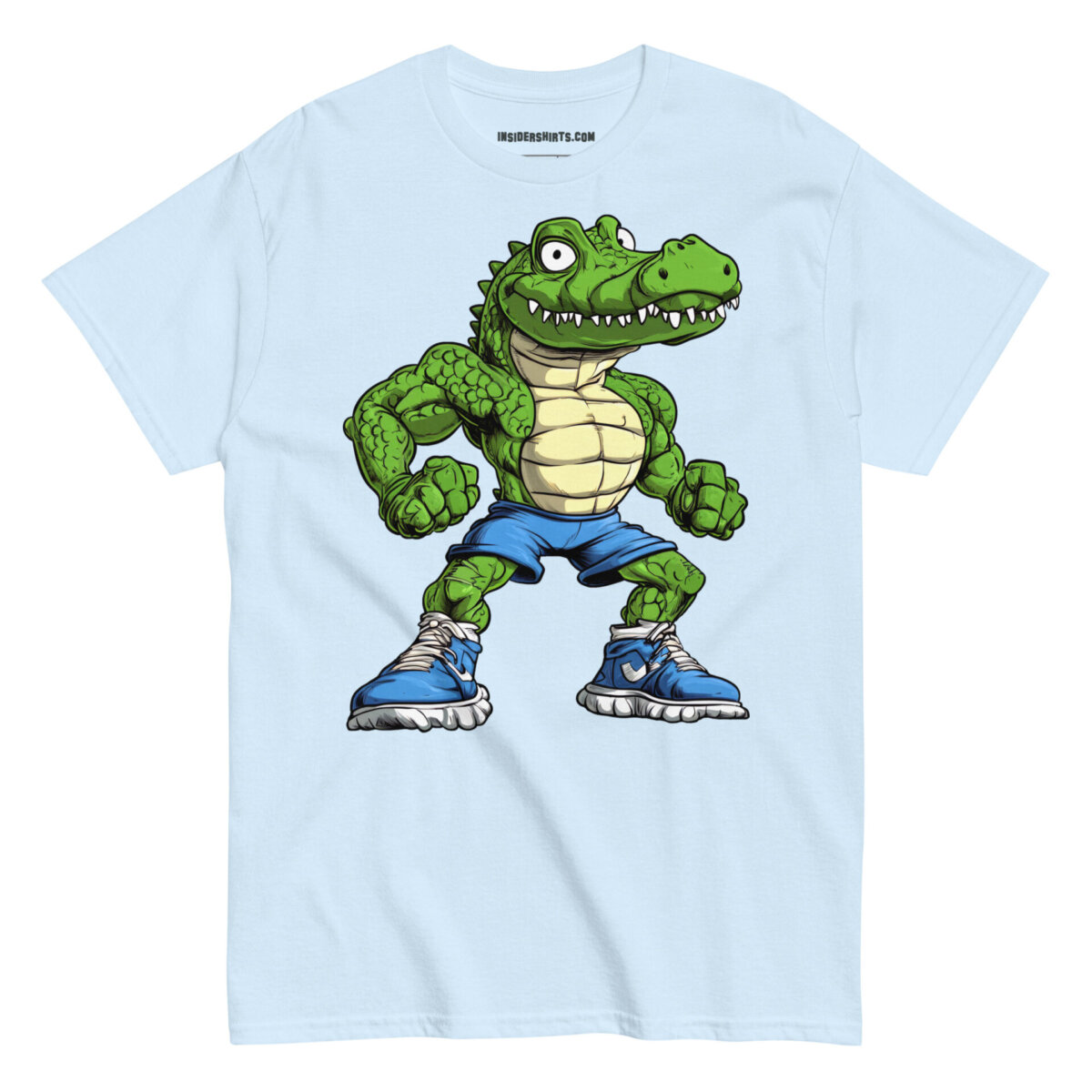 Krokodil Gym Maenner T Shirt Hellblau