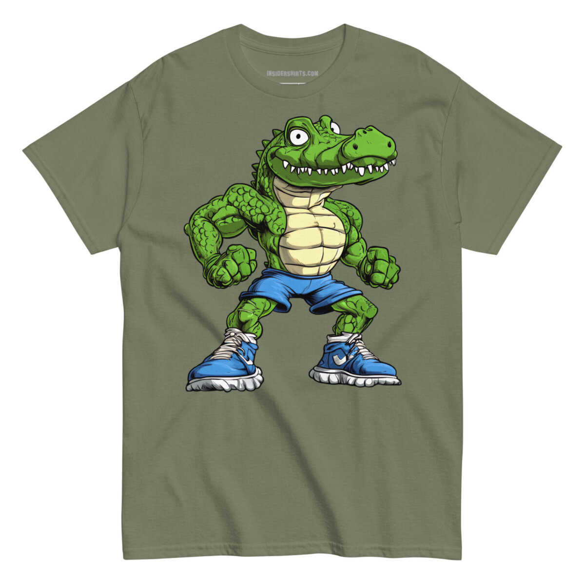 Krokodil Gym Maenner T Shirt Militaergruen
