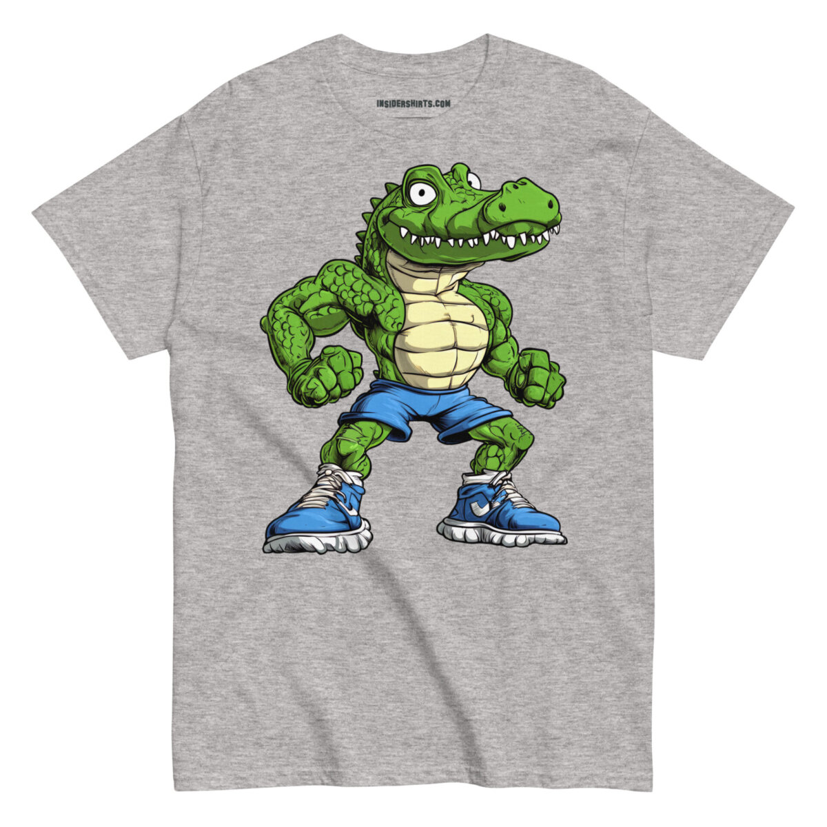 Krokodil Gym Maenner T Shirt Sportgrau