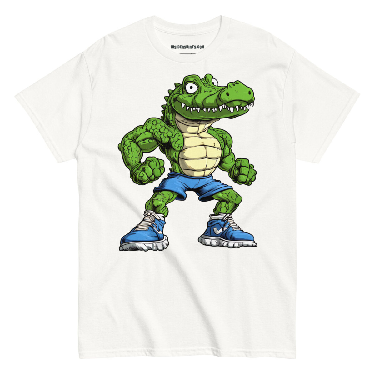 Krokodil Gym Maenner T Shirt Weiss