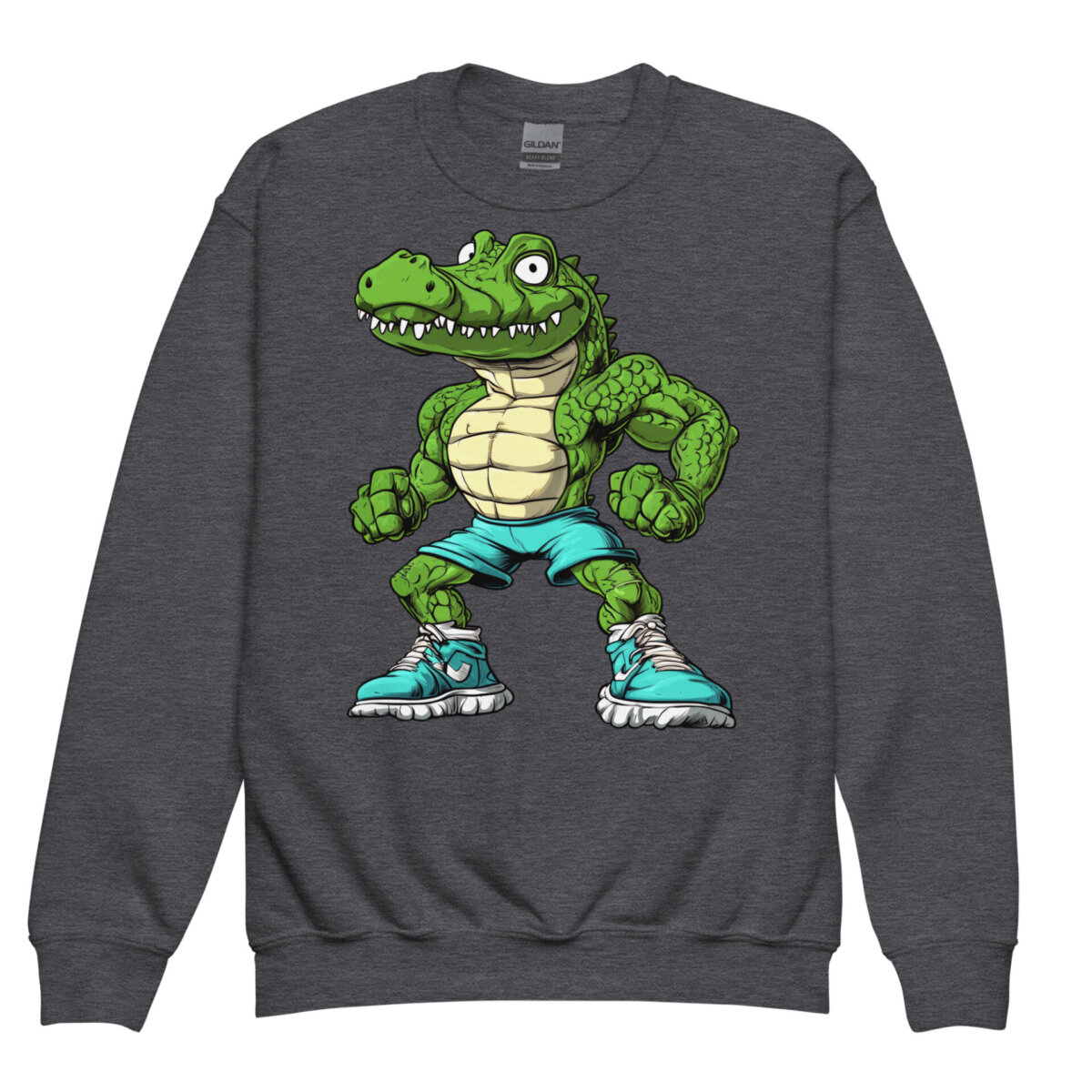 Suesses Krokodil Kinder Pullover Dunkles Heather