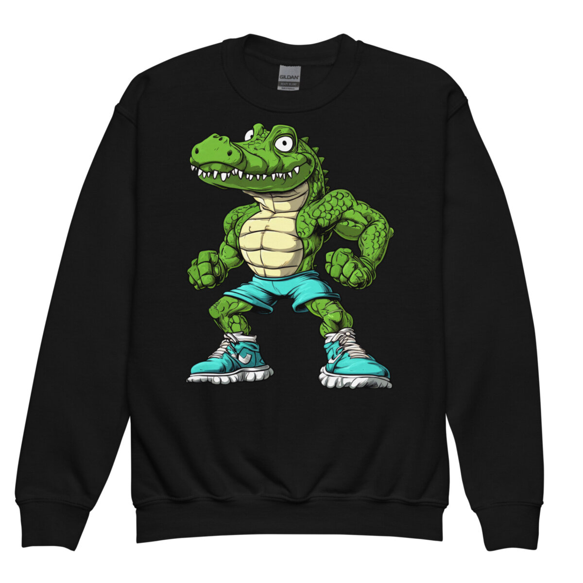 Suesses Krokodil Kinder Pullover Schwarz