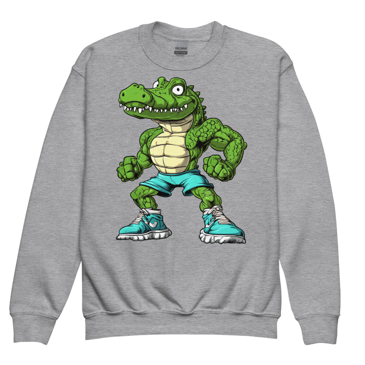 Suesses Krokodil Kinder Pullover Sportgrau