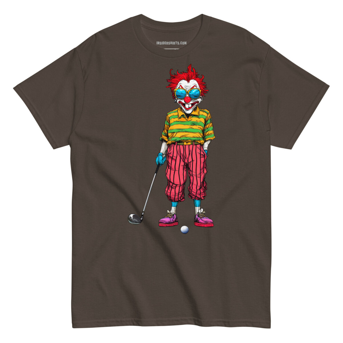 Clowns Golf Maenner T Shirt Dunkle Schokolade