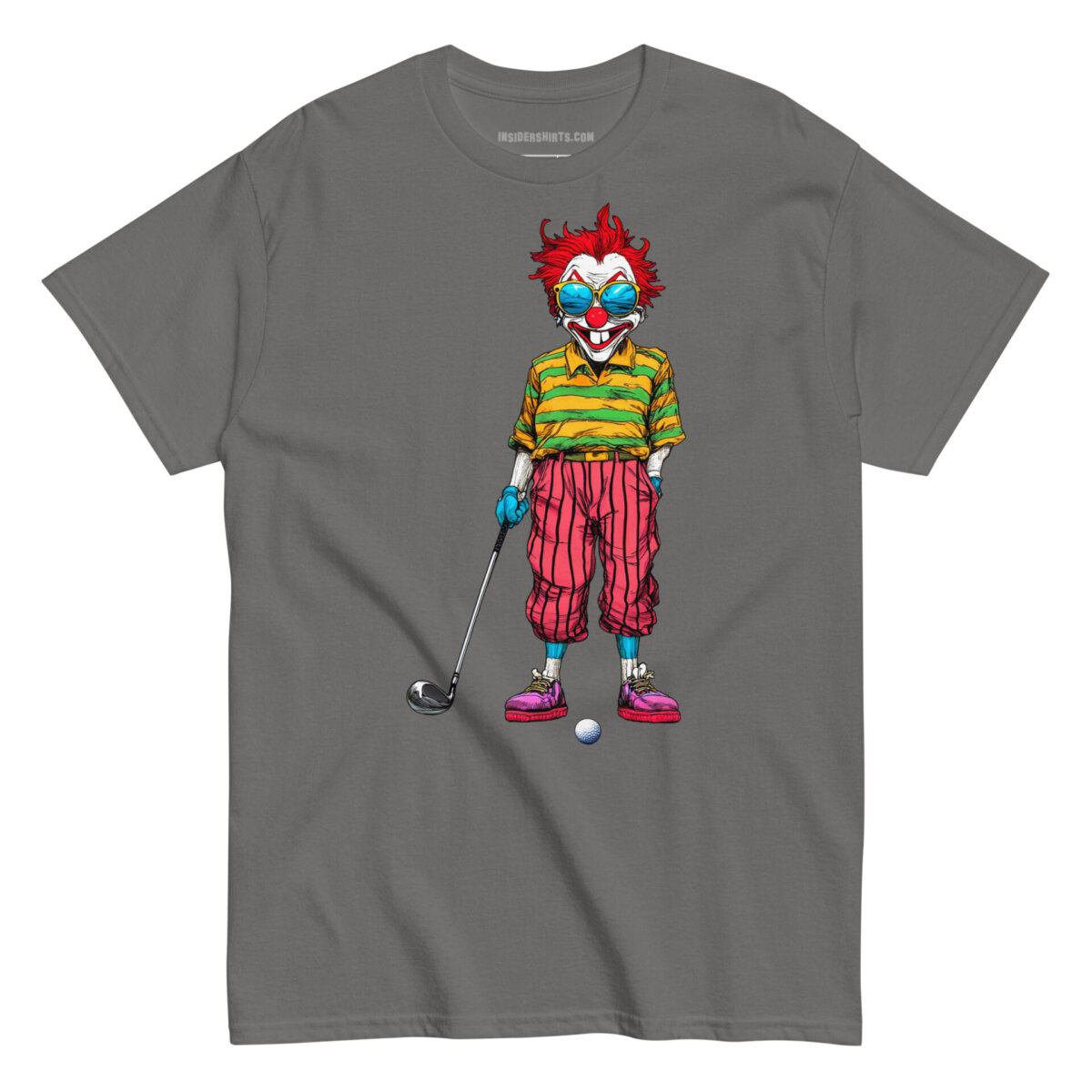 Clowns Golf Maenner T Shirt Holzkohle