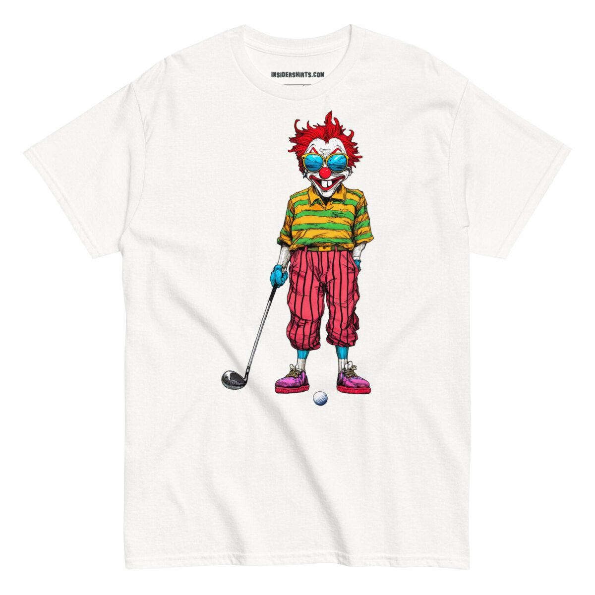 Clowns Golf Maenner T Shirt Weiss