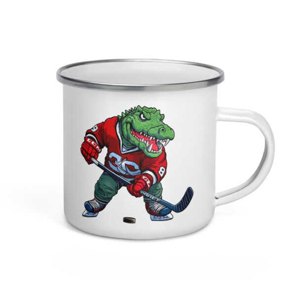 Eishockey Krokodil Camping Tasse Emaille