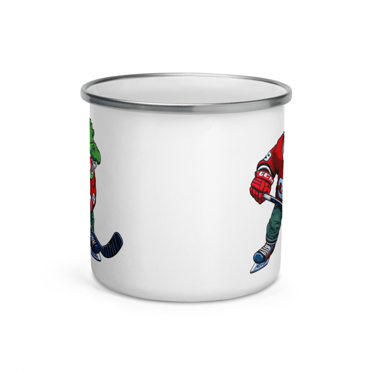 Eishockey Krokodil Camping Tasse Emaille