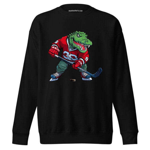 Eishockey Krokodil Maenner Pullover Schwarz
